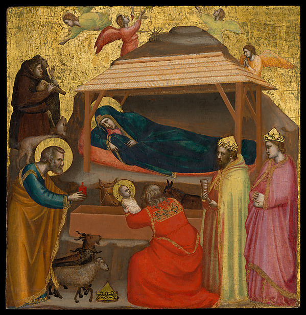 Gold-ground painting of the Adoration of the Magi by Giotto, the star overhead